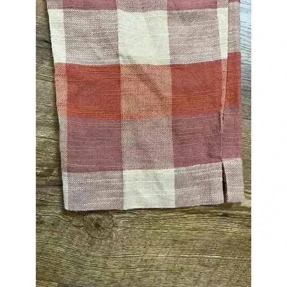 Free People High Rise Plaid Red Cream Pockets With Slit Boho Women's XS - Picture 7 of 8